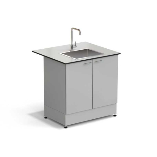 77.0071.10.08 Стол-мойка ЭКРОС 900х800х900 мм, чаша нержавеющая сталь по центру, раб. поверхность - LABGRADE